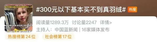 长胜证券 “300元以下基本买不到真羽绒服”上热搜！真的吗？